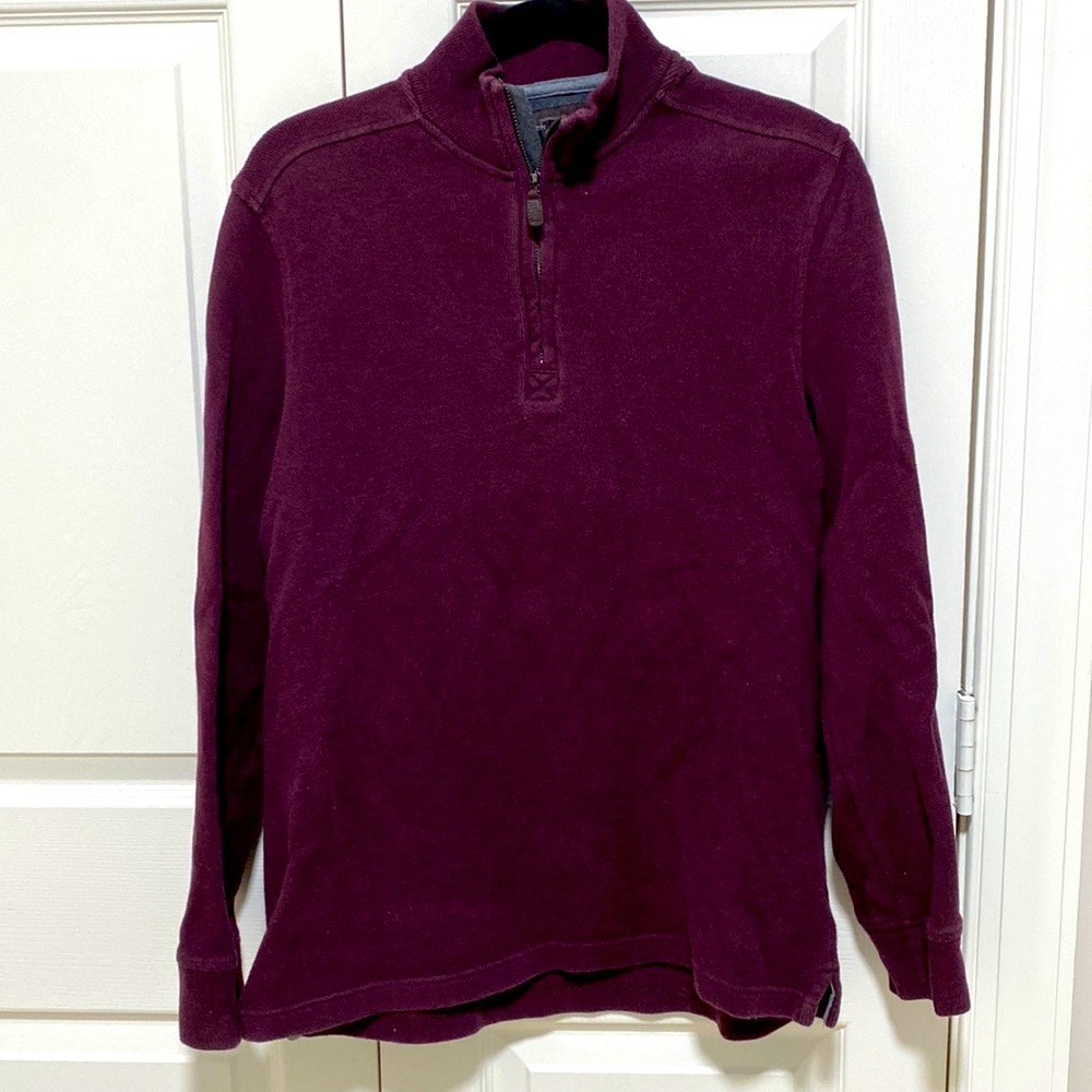Men’s Quarter Zip Sweater, burgundy/maroon color, Medium